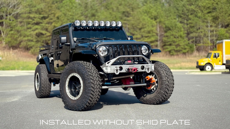 SPORT SERIES EVO FRONT BUMPER ON BLACK GLADIATOR WITHOIUT SKID PLATE FRONT ANGLE VIEW