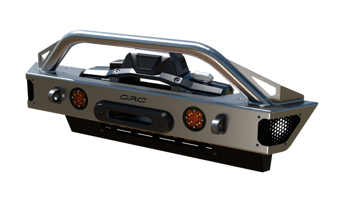 SPORT SERIES EVO FRONT BUMPER RENDER WITH WINCH AND LIGHTS FRONT ANGLE VIEW