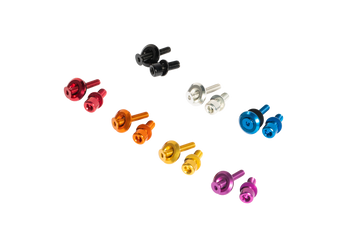 Custom anodized multi color bolts and washers. Replacement hardware for rusty jeep bolts.  Black, silver, blue, red, orange, gold, purple.