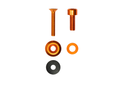 Custom anodized orange bolts and washers. Replacement hardware for rusty jeep bolts. 