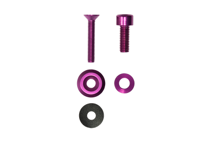 Custom anodized purple bolts and washers. Replacement hardware for rusty jeep bolts. 