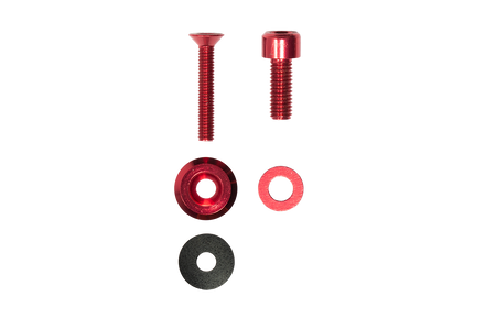 Custom anodized red bolts and washers. Replacement hardware for rusty jeep bolts. 