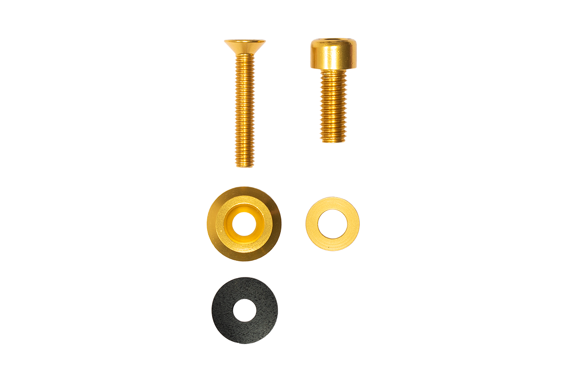 Custom anodized gold bolts and washers. Replacement hardware for rusty jeep bolts. 