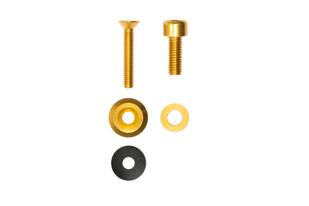 Custom anodized gold bolts and washers. Replacement hardware for rusty jeep bolts. 